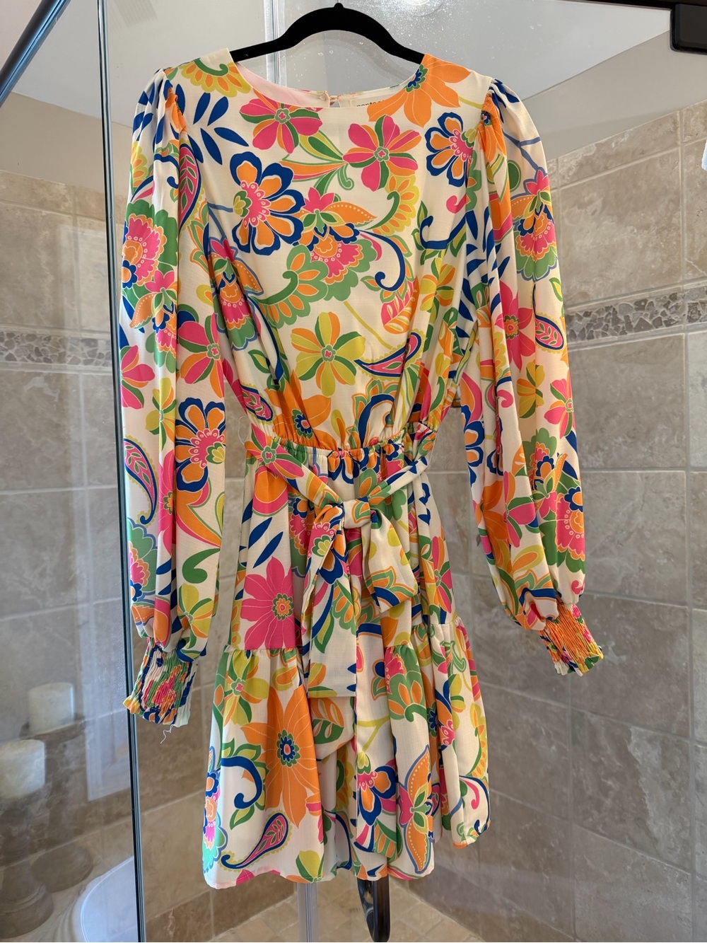 Vibrant Floral Tie-Waist Dress
